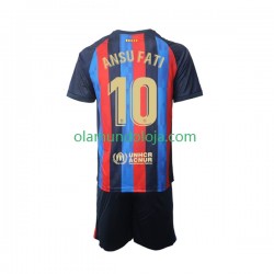 Camisola FC Barcelona Ansu Fati 10 Criança Equipamento Primeiro 2022-2023 Manga Curta